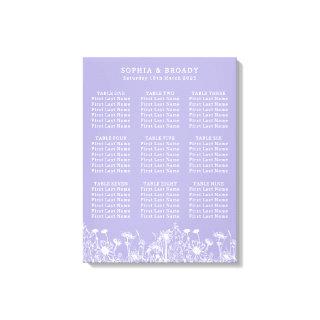 Wildflower Lavender Seating Chart Canvas Print