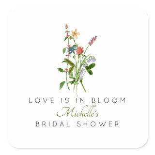 Wildflower Love is in Bloom Bridal Shower  Square Sticker