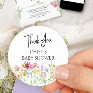 Wildflower Meadow Baby Shower Thank You Classic Round Sticker