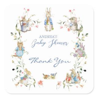 Wildflower Peter the Rabbit Baby Shower Square Sticker