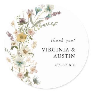 Wildflower Wedding Classic Round Sticker