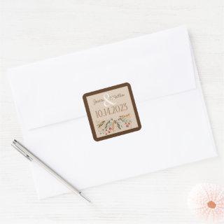 Wildflower Wedding Elegant Inspirivity Modern  Square Sticker