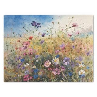 Wildflowers Field Watercolor Decoupage Tissue Paper