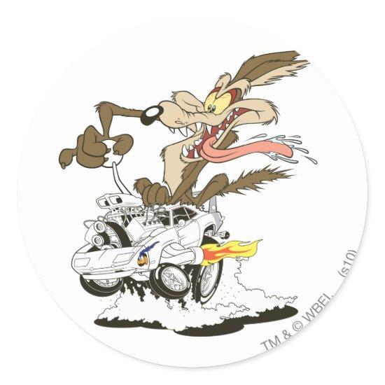WILE E. COYOTE™ Crazy Driver Classic Round Sticker