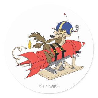 WILE E. COYOTE™ Launching Red Rocket Classic Round Sticker