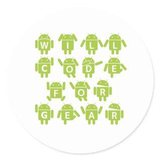 Will Code For Gear (Bugdroid Software Developer) Classic Round Sticker