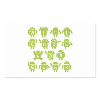 Will Code For Gear (Bugdroid Software Developer) Rectangular Sticker