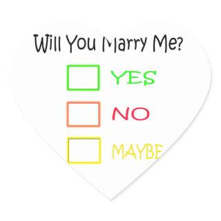 Will You Marry Me by Shirley Taylor Heart Sticker
