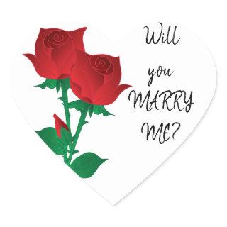 Will You Marry Me? | Red Roses Heart Sticker