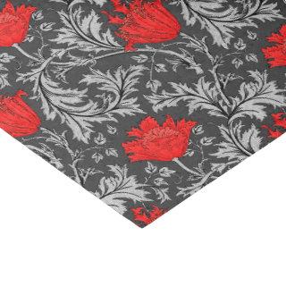 William Morris Anemone, Gray / Grey and Red Tissue Paper