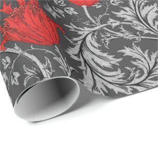 William Morris Anemone, Gray / Grey and Red