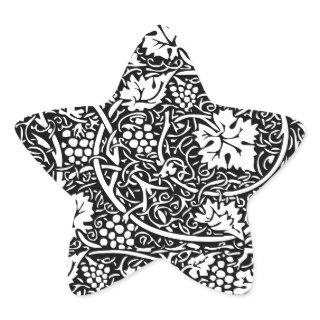 William Morris Black White Grape Vine Star Sticker
