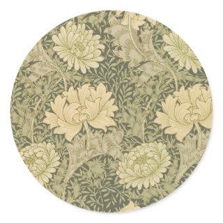 William Morris Chrysanthemum Sage Flower Classic Round Sticker