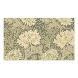 William Morris Chrysanthemum Sage Flower Rectangular Sticker