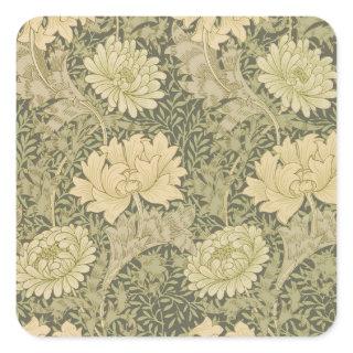 William Morris Chrysanthemum Sage Flower Square Sticker
