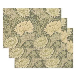 William Morris Chrysanthemum Sage Flower  Sheets