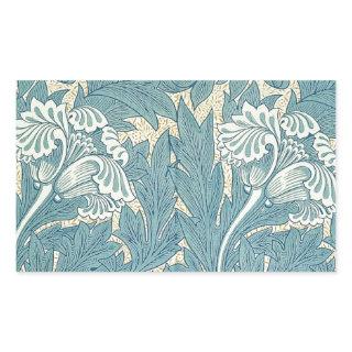 William Morris Classic Tulip Blue Floral Rectangular Sticker