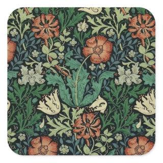 William Morris Compton Floral Art Nouveau Pattern Square Sticker
