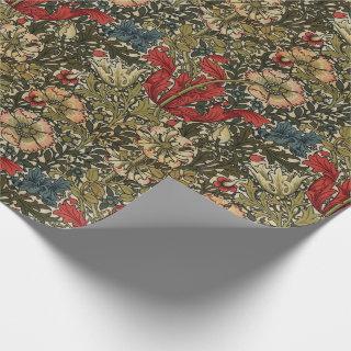 William Morris Elegant Floral Pattern Red Green