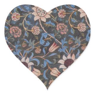 William Morris Evenlode Textile Floral Art Heart Sticker