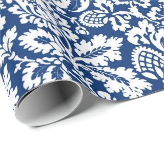 William Morris Floral Damask, Cobalt Blue & White