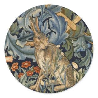 William Morris Forest Rabbit Floral Art Nouveau Classic Round Sticker