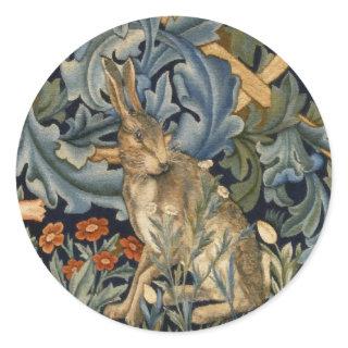 William Morris Forest Rabbit Floral Art Nouveau Classic Round Sticker