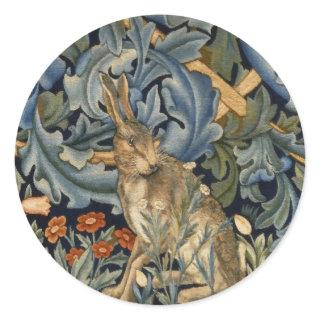 William Morris Forest Rabbit Floral Art Nouveau Classic Round Sticker