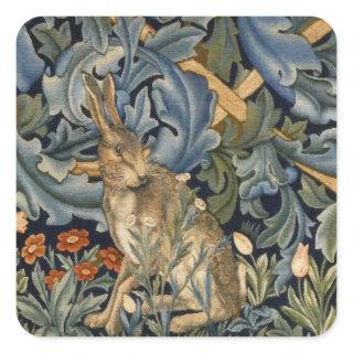 William Morris Forest Rabbit Floral Art Nouveau Square Sticker