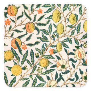 William Morris Fruit Pomegranate White Ornament Square Sticker