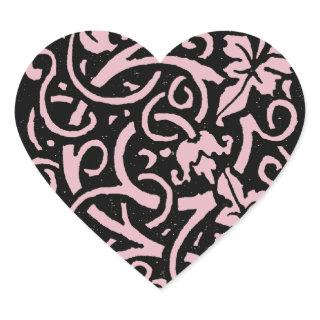 William Morris Grapevine Vine Leaf Pattern Heart Sticker