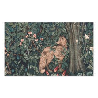 William Morris Greenery Fox Wildlife  Rectangular Sticker