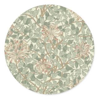 William Morris Honeysuckle Flower Wallpaper Classic Round Sticker
