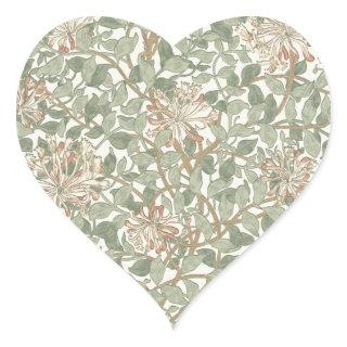 William Morris Honeysuckle Flower Wallpaper Heart Sticker