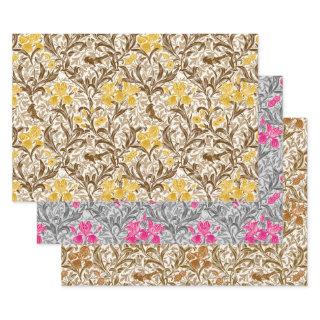 William Morris Irises, Gold, Gray, Rust    Sheets