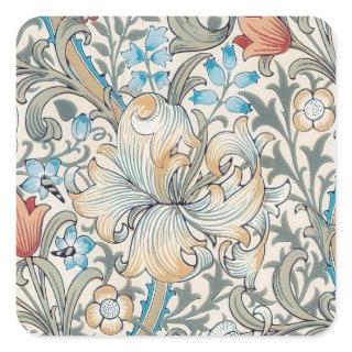 William Morris Lily Art Nouveau Square Sticker