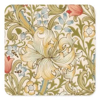 William Morris Lily Art Nouveau Square Sticker