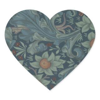 William Morris Orchard Pattern Art Heart Sticker