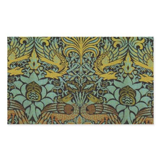 William Morris Peacock Dragon Wallpaper  Rectangular Sticker