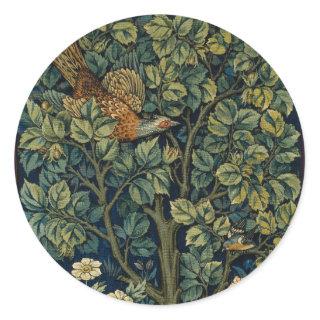 William Morris Pheasant Bird Tree Botanical Classic Round Sticker