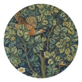 William Morris Pheasant Bird Tree Woodland Classic Round Sticker