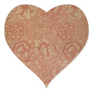 William Morris Pink Poppy Flower Floral Heart Sticker