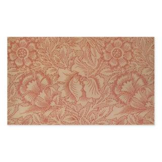 William Morris Pink Poppy Flower Floral Rectangular Sticker