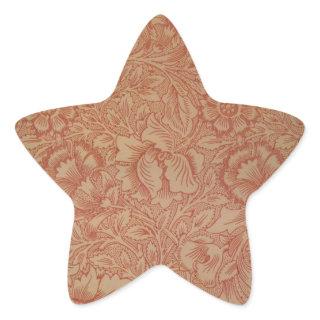 William Morris Pink Poppy Flower Floral Star Sticker