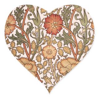 William Morris Pink Rose Flower Wallpaper Pattern Heart Sticker