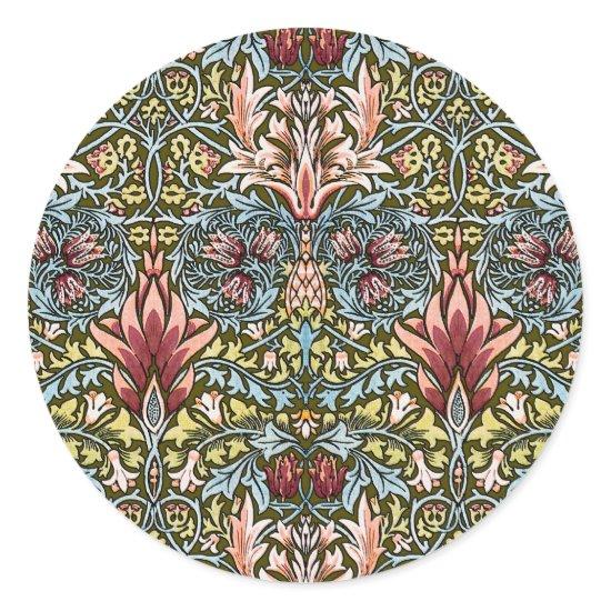 William Morris Snakeshead Floral Pattern Classic Round Sticker