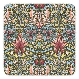 William Morris Snakeshead Floral Pattern Square Sticker