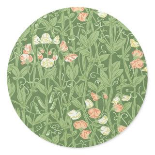 William Morris Sweet Pea Floral Design Classic Round Sticker