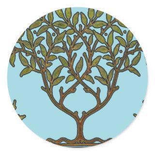 William Morris Tree Frieze Floral Wallpaper Classic Round Sticker