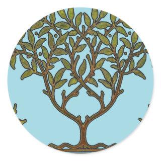 William Morris Tree Frieze Floral Wallpaper Classic Round Sticker